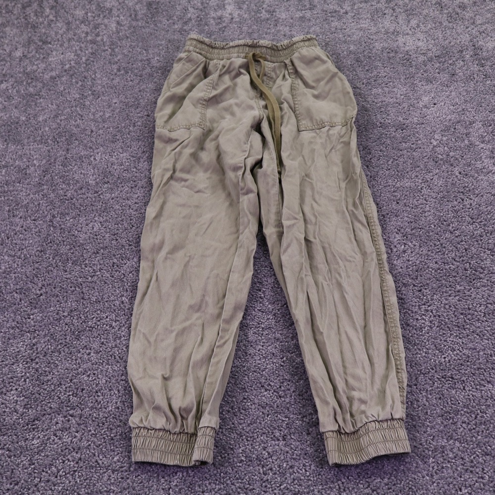 A New Day Joggers Womens Extra Small Green Tan Drawstring Elastic Hem Pocket